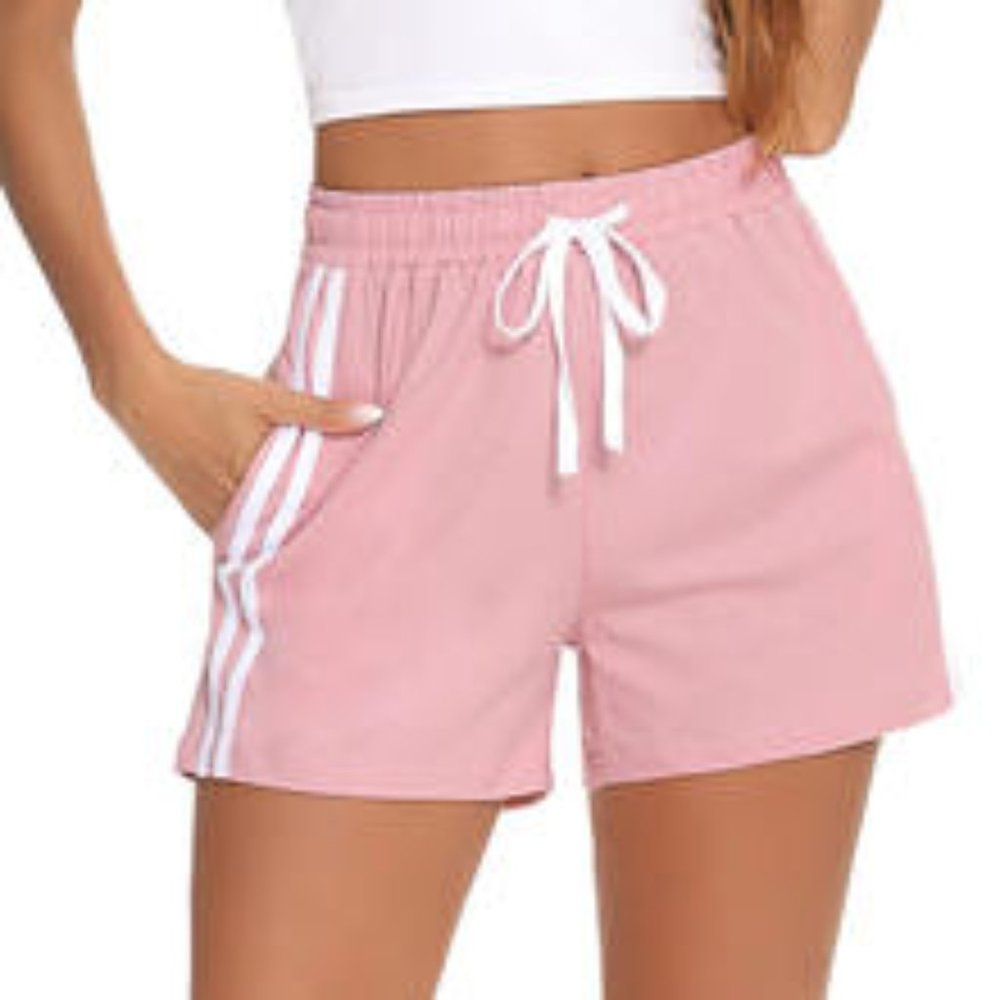 4 Pack Comfy Cute Women's Doublle Striped Shorts Casual Athleisure Assorted pack
